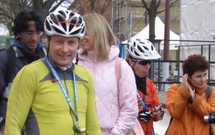 at the finish with friends and supporters!